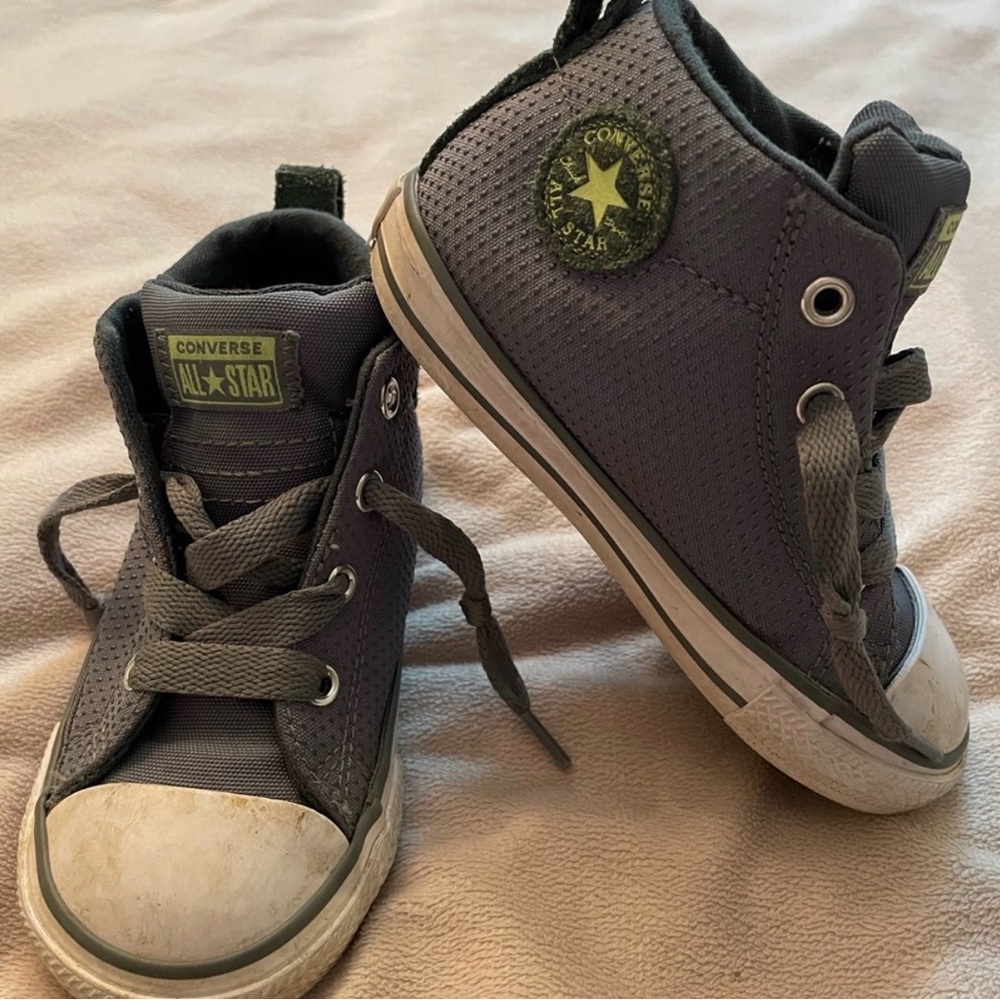 Converse Kids High-Top Sneakers - Dark Gray and Green